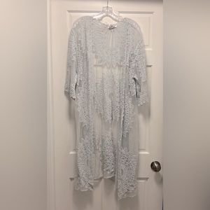 Rachel Zoe grey Lace beach cover up one size fits all NWT